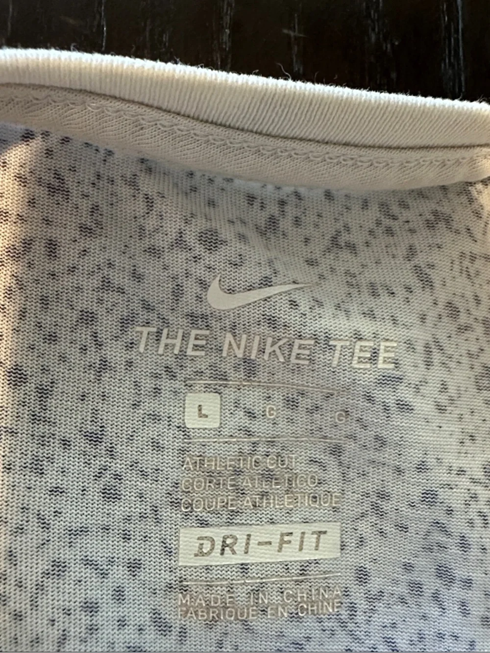 Nike White Speckle Tee with Red Swoosh